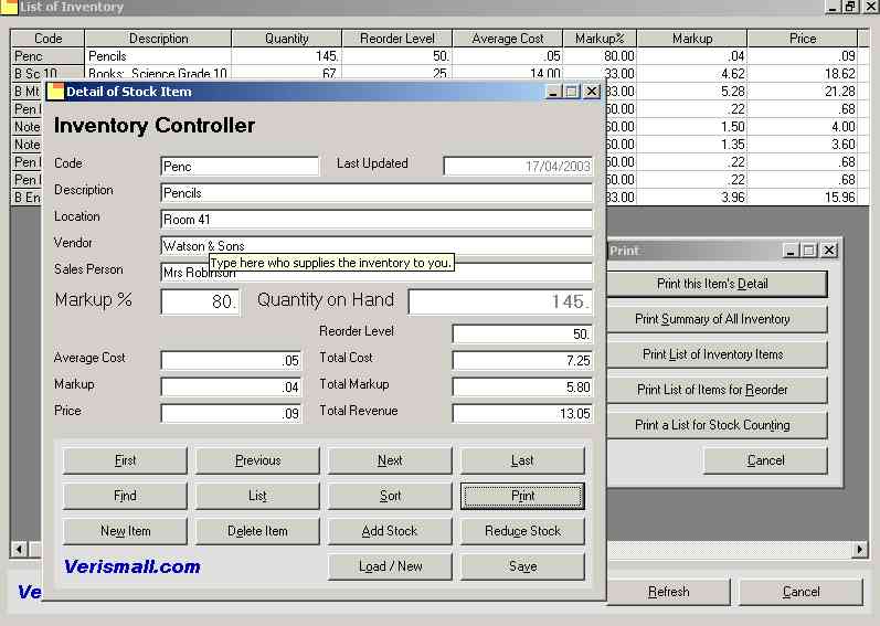 Inventory Control Software (Visual Basic Source Code)